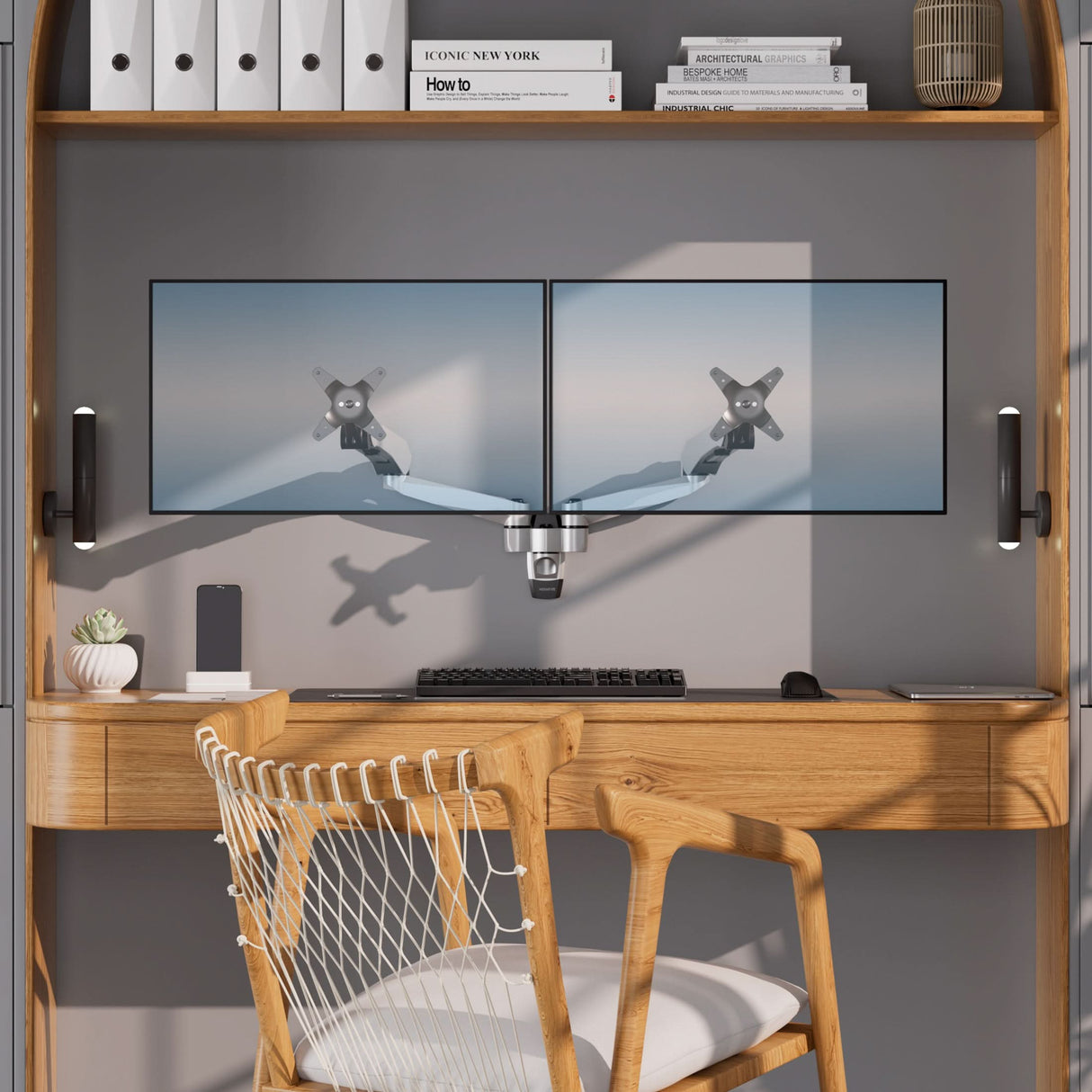 Full Motion Dual Monitor Wall Mount with Gas Spring Arms Monitor Mount - CLiX Series Full Motion Dual Monitor Wall Mount with Gas Spring Arms - Mount-It! -