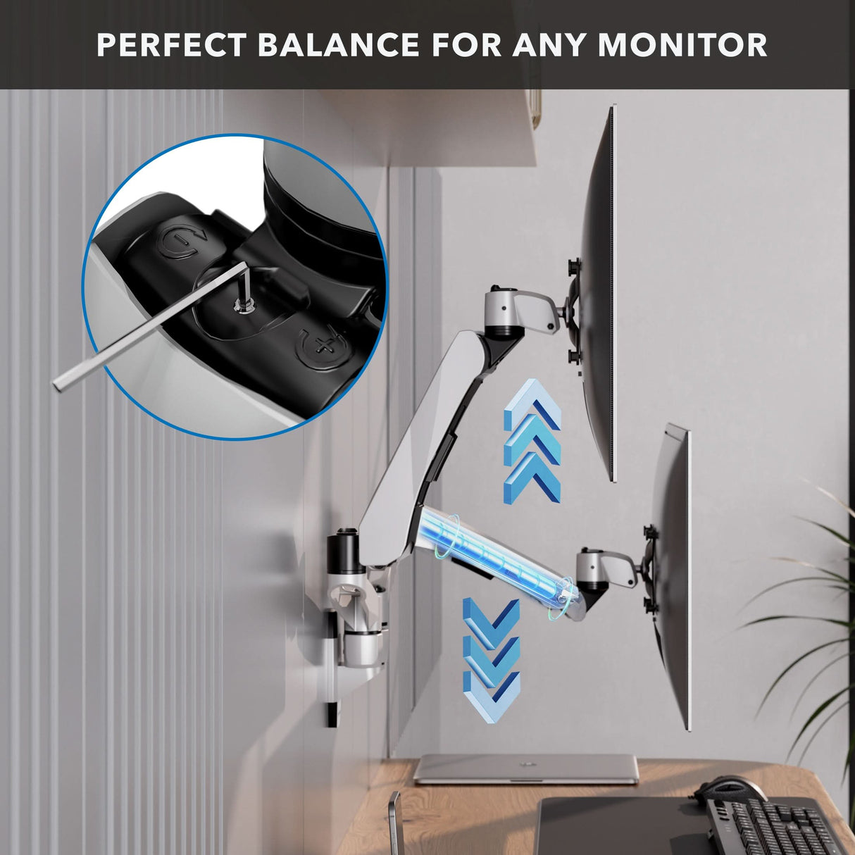 Full Motion Dual Monitor Wall Mount with Gas Spring Arms Monitor Mount - CLiX Series Full Motion Dual Monitor Wall Mount with Gas Spring Arms - Mount-It! -