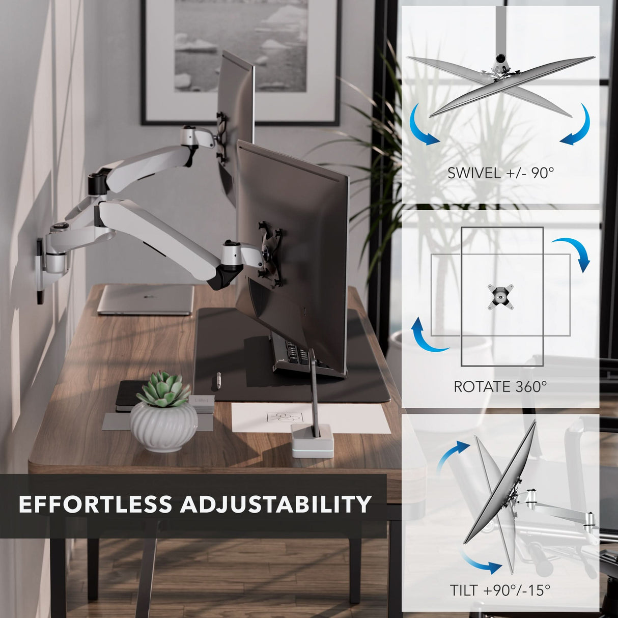 Full Motion Dual Monitor Wall Mount with Gas Spring Arms Monitor Mount - CLiX Series Full Motion Dual Monitor Wall Mount with Gas Spring Arms - Mount-It! -