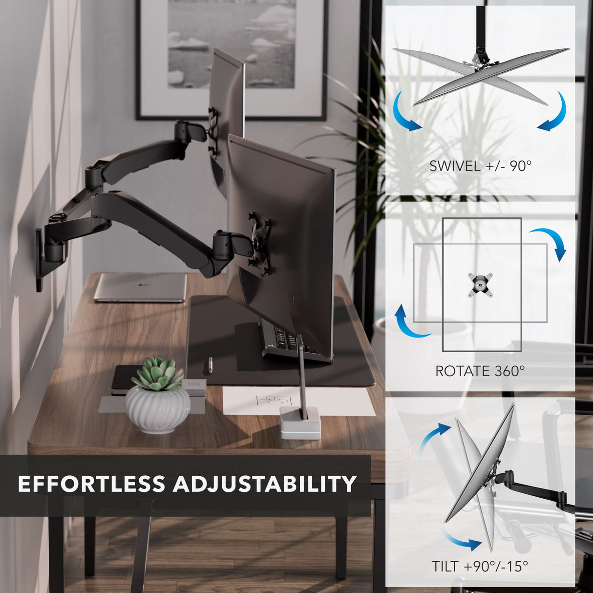 Full Motion Dual Monitor Wall Mount with Gas Spring Arms Monitor Mount - CLiX Series Full Motion Dual Monitor Wall Mount with Gas Spring Arms - Mount-It! -