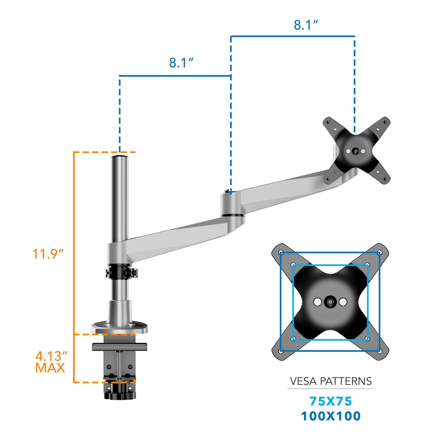 Monitor Mount - CLiX Series Full Motion Single Monitor Desk Mount - Mount-It! -