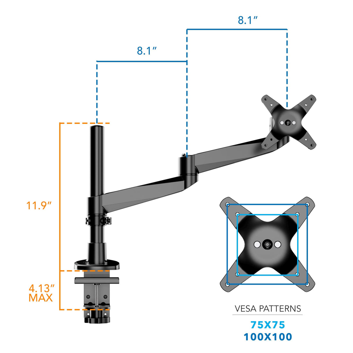 Full Motion Single Monitor Desk Mount Monitor Mount - CLiX Series Full Motion Single Monitor Desk Mount - Mount-It! -