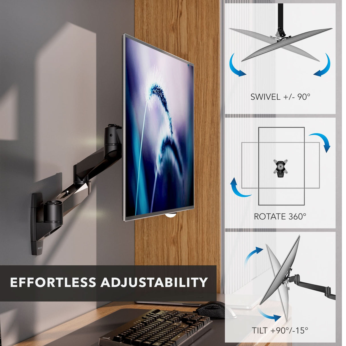 Full Motion Single Monitor Wall Mount Monitor Mount - CLiX Series Full Motion Single Monitor Wall Mount - Mount-It! -