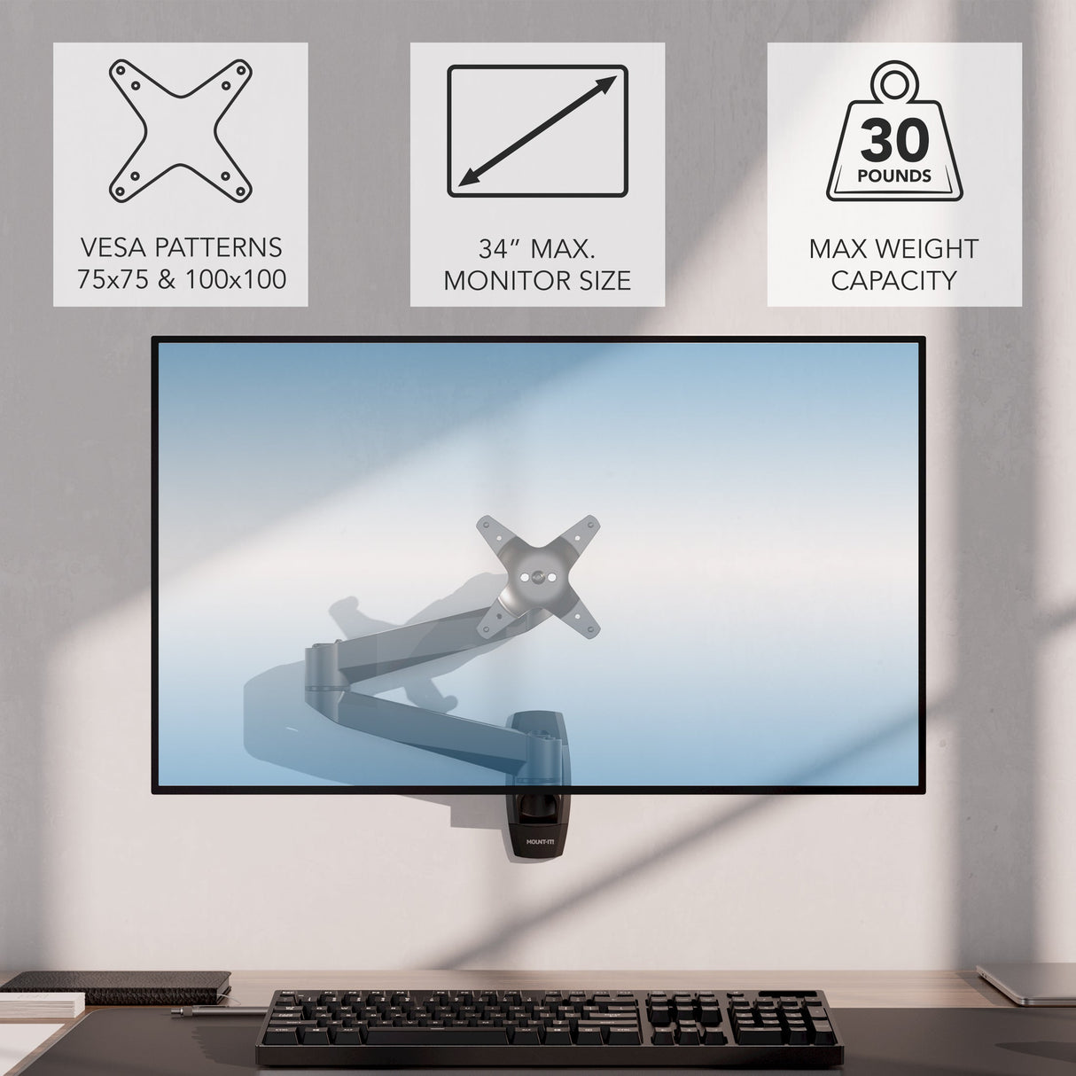 Full Motion Single Monitor Wall Mount Monitor Mount - CLiX Series Full Motion Single Monitor Wall Mount - Mount-It! -