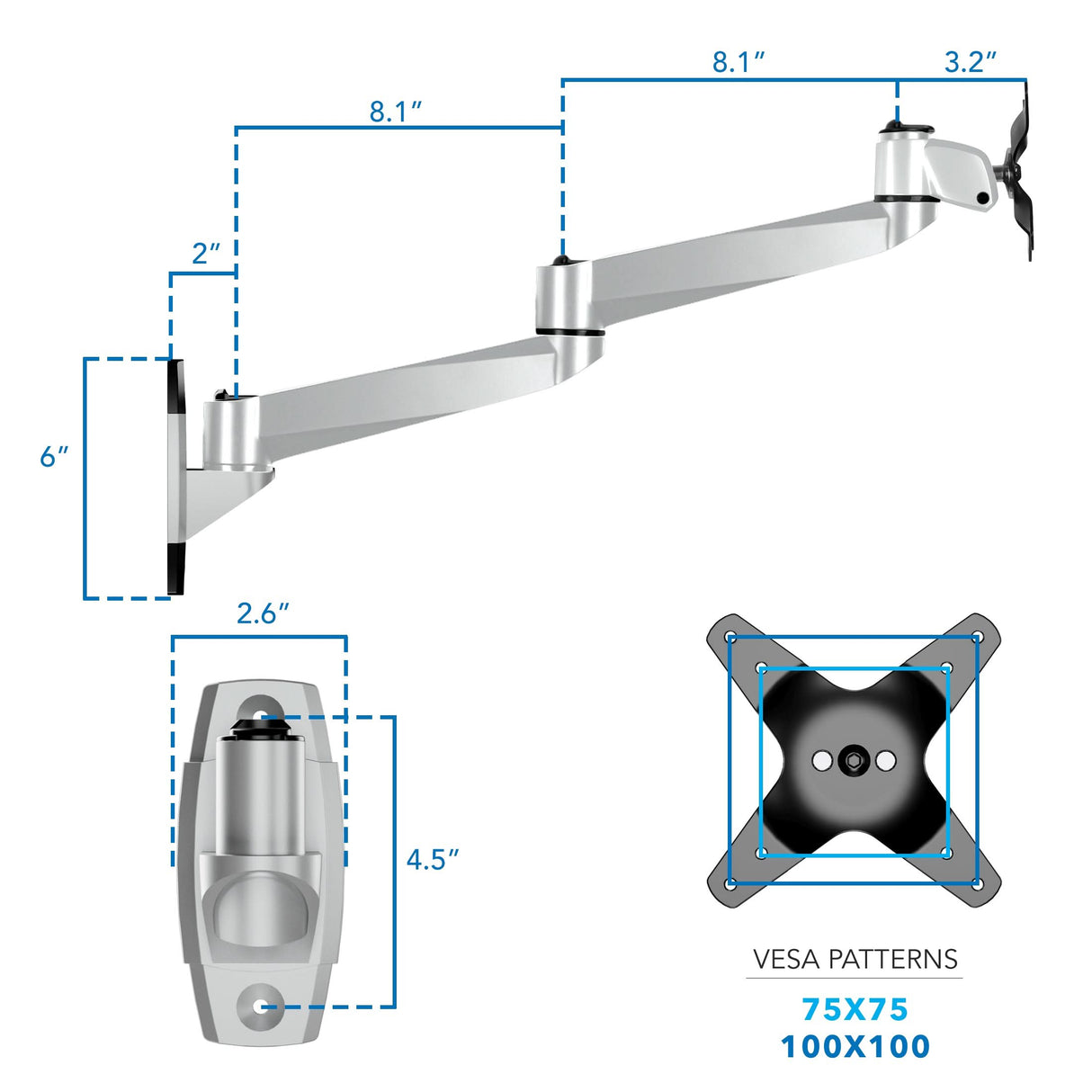 Full Motion Single Monitor Wall Mount Monitor Mount - CLiX Series Full Motion Single Monitor Wall Mount - Mount-It! -