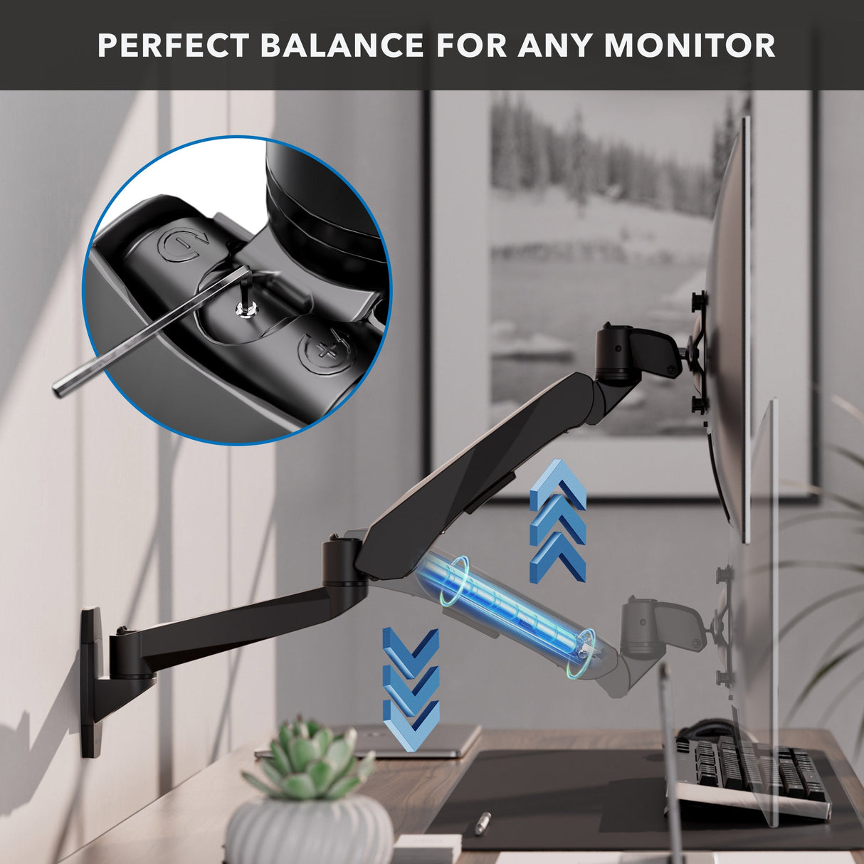 Full Motion Single Monitor Wall Mount with Gas Spring Arm Monitor Mount - CLiX Series Full Motion Single Monitor Wall Mount with Gas Spring Arm - Mount-It! -