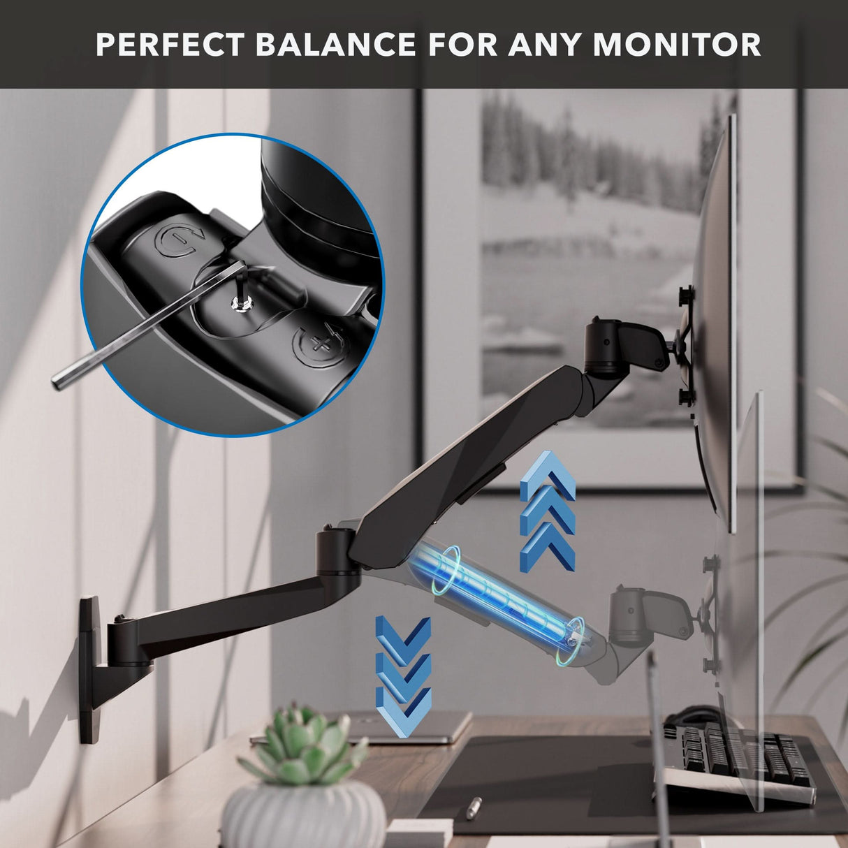 Full Motion Single Monitor Wall Mount with Gas Spring Arm Monitor Mount - CLiX Series Full Motion Single Monitor Wall Mount with Gas Spring Arm - Mount-It! -