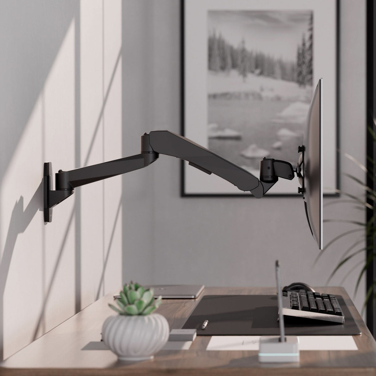 Full Motion Single Monitor Wall Mount with Gas Spring Arm Monitor Mount - CLiX Series Full Motion Single Monitor Wall Mount with Gas Spring Arm - Mount-It! -