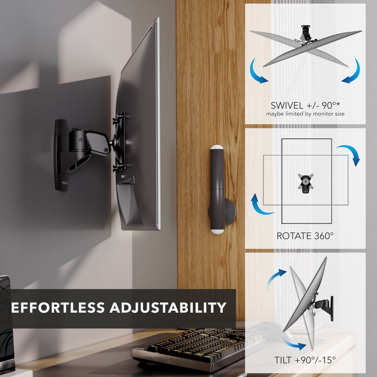 Single Monitor Wall Mount Monitor Mount - CLiX Series Single Monitor Wall Mount - Mount-It! -