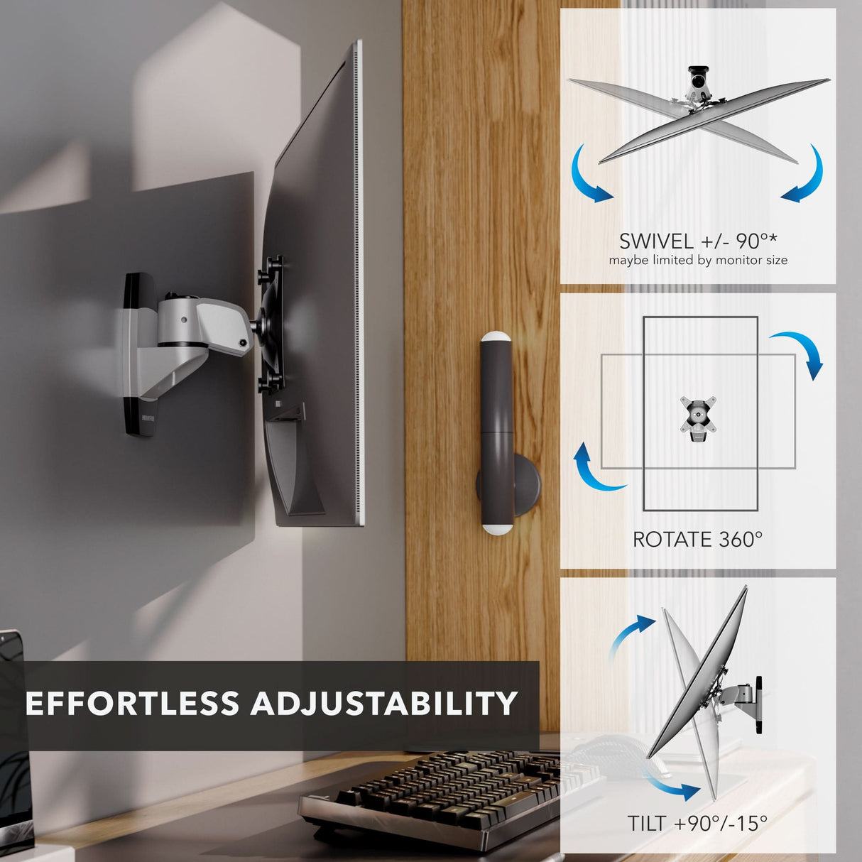 Single Monitor Wall Mount Monitor Mount - CLiX Series Single Monitor Wall Mount - Mount-It! -