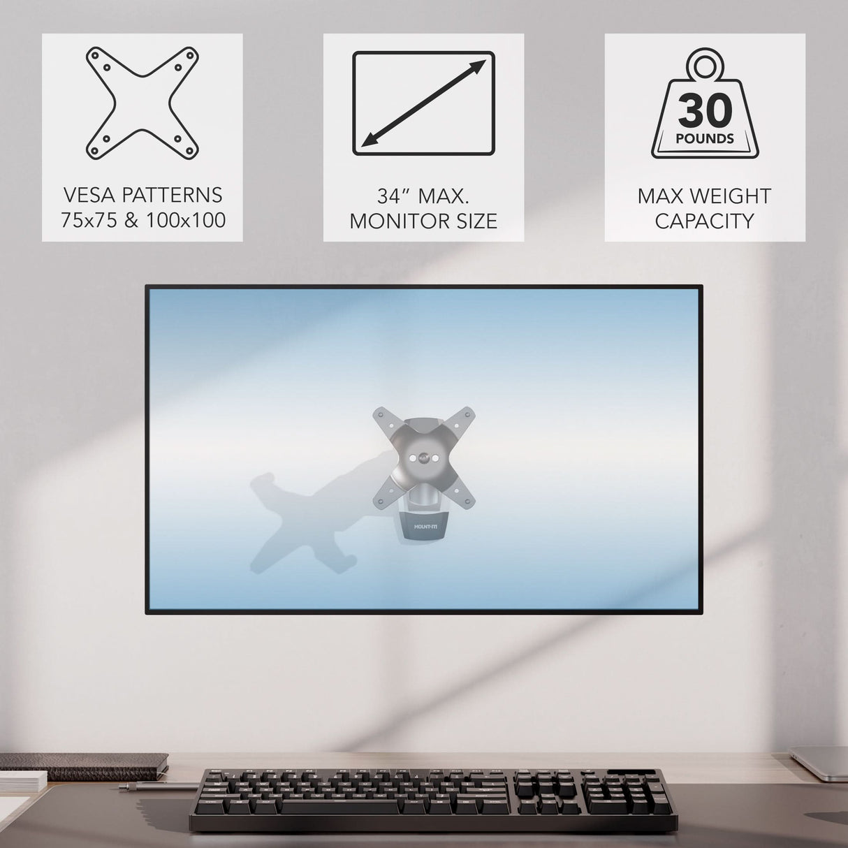 Single Monitor Wall Mount Monitor Mount - CLiX Series Single Monitor Wall Mount - Mount-It! -