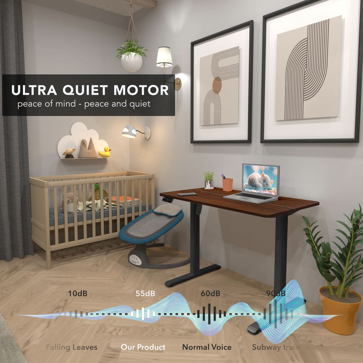 Compact Electric Standing Desk with 40" Tabletop Standing Desk - Compact Electric Standing Desk with 40" Tabletop - Mount-It! -