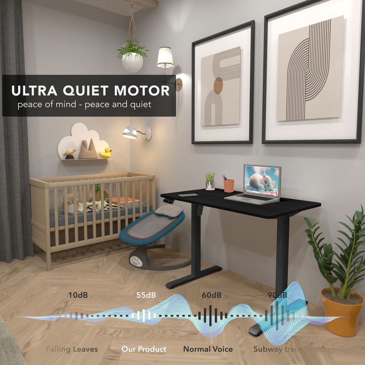 Compact Electric Standing Desk with 40" Tabletop Standing Desk - Compact Electric Standing Desk with 40" Tabletop - Mount-It! -