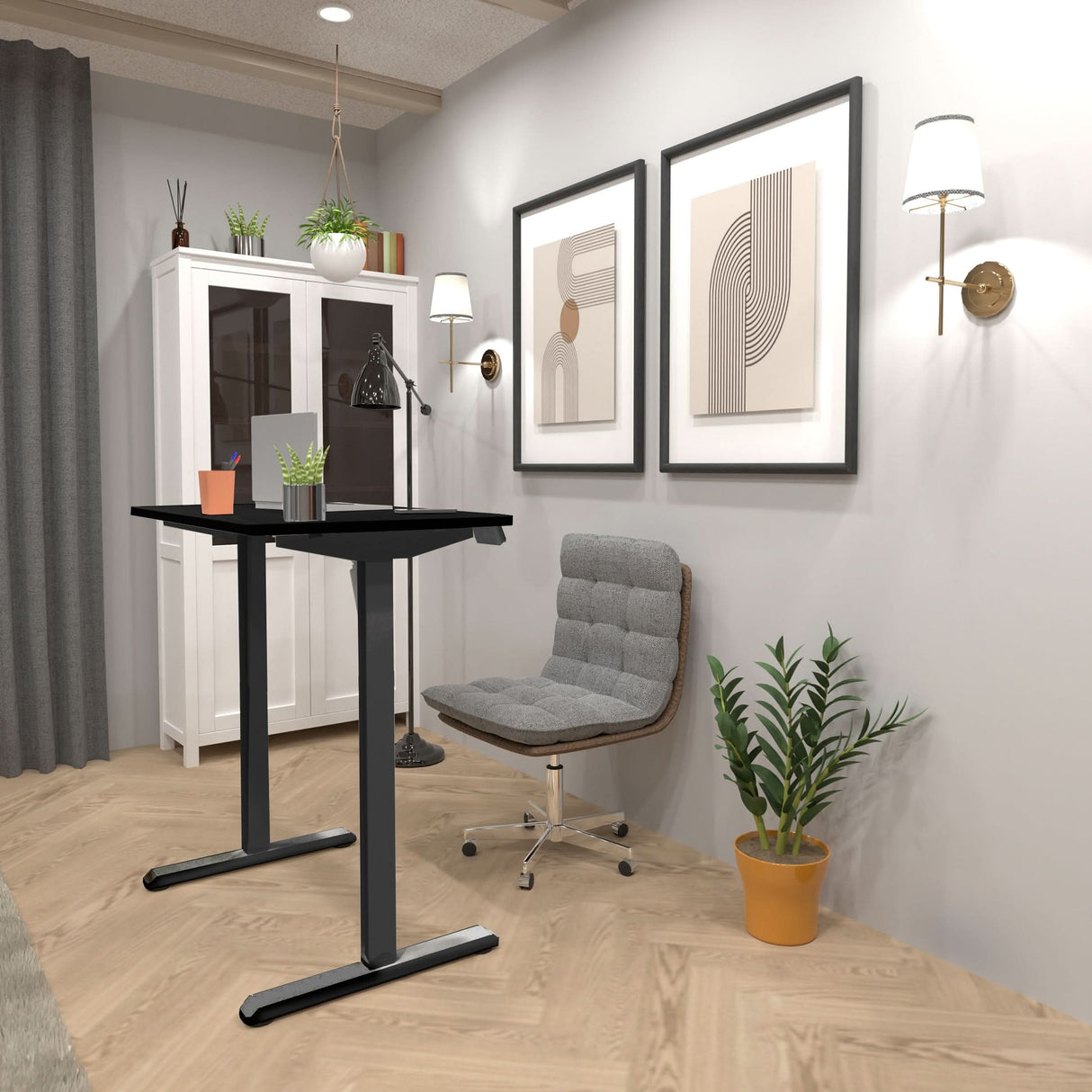 Compact Electric Standing Desk with 40" Tabletop Standing Desk - Compact Electric Standing Desk with 40" Tabletop - Mount-It! -