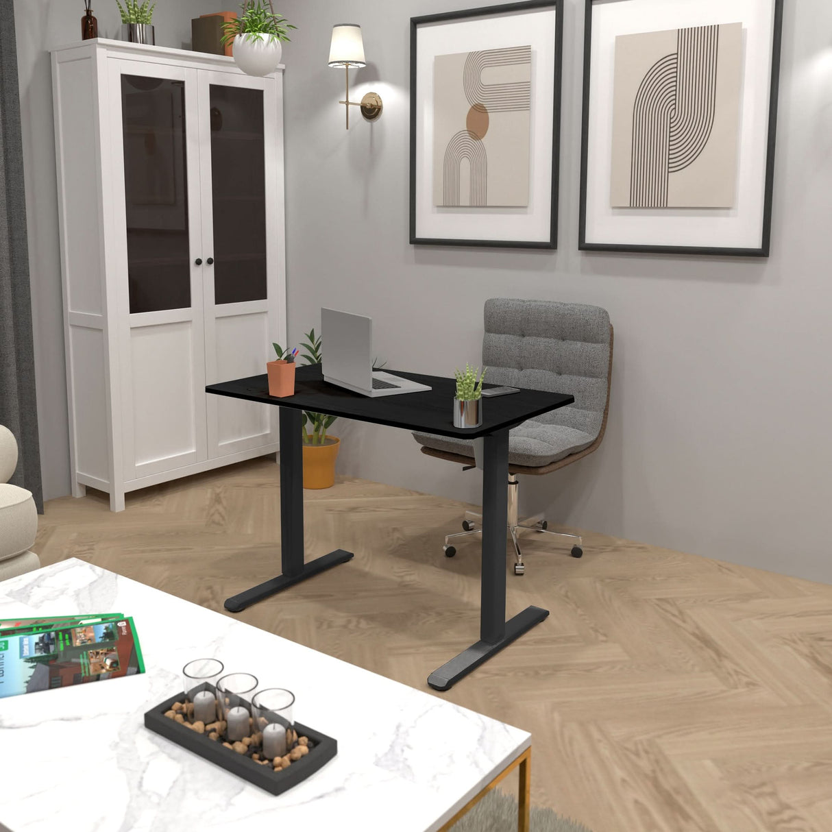 Compact Electric Standing Desk with 40" Tabletop Standing Desk - Compact Electric Standing Desk with 40" Tabletop - Mount-It! -