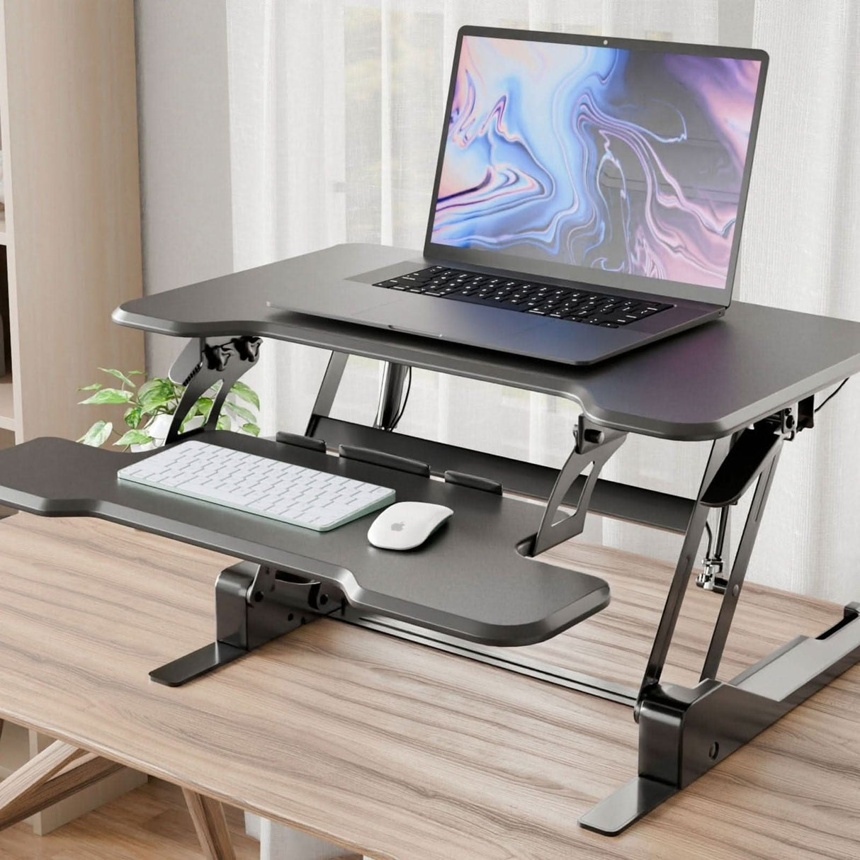 Compact Standing Desk Converter with 30" Desktop Desk Converters - Compact Standing Desk Converter with 30" Desktop - Mount-It! -