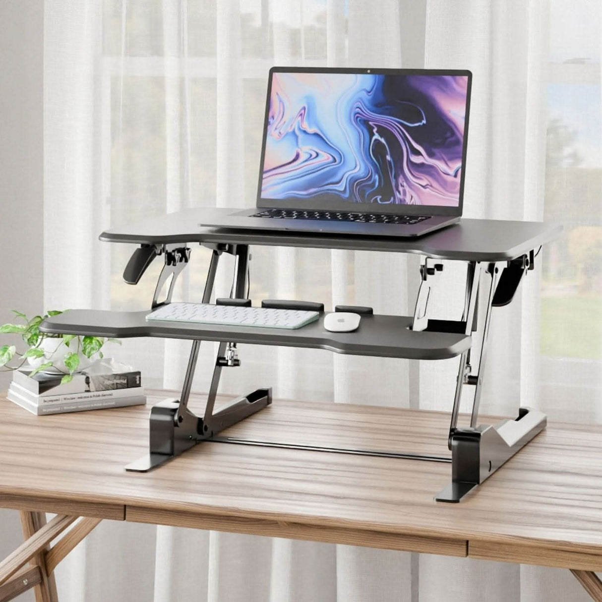 Compact Standing Desk Converter with 30" Desktop Desk Converters - Compact Standing Desk Converter with 30" Desktop - Mount-It! -