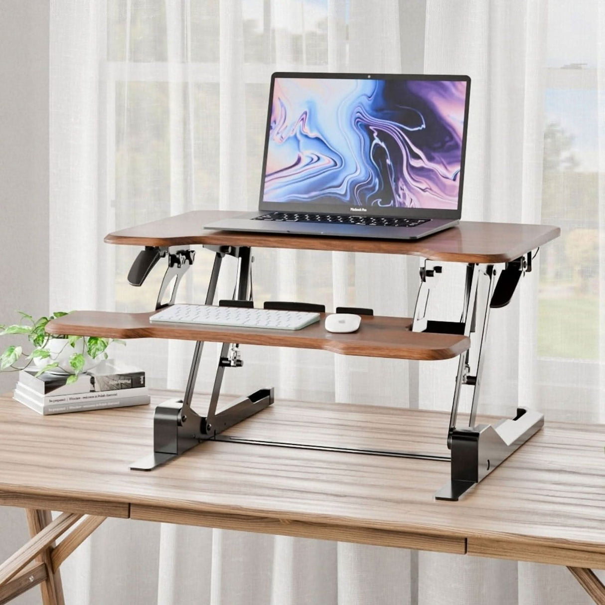 Compact Standing Desk Converter with 30" Desktop Desk Converters - Compact Standing Desk Converter with 30" Desktop - Mount-It! -
