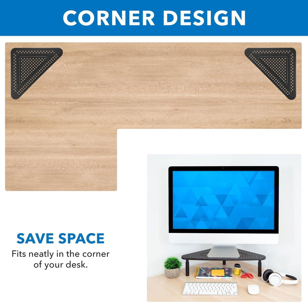 Corner Desk Monitor Stand Monitor Risers - Corner Desk Monitor Stand - Mount-It! - MI-7362
