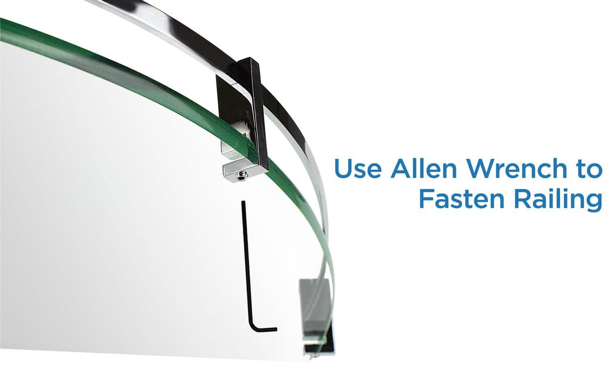 Corner Glass Shelf with Chrome Rail Component Shelves - Corner Glass Shelf with Chrome Rail - Mount-It! - MI-824A