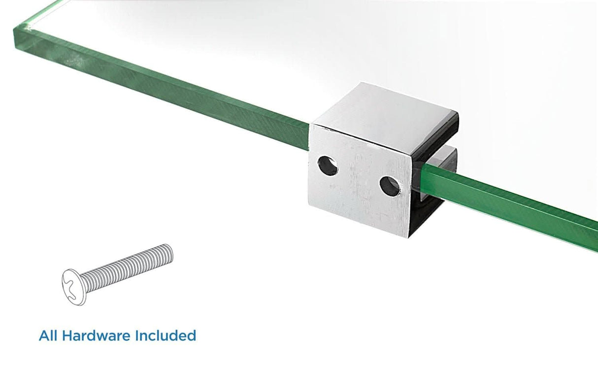 Corner Glass Shelf with Chrome Rail Component Shelves - Corner Glass Shelf with Chrome Rail - Mount-It! - MI-824A