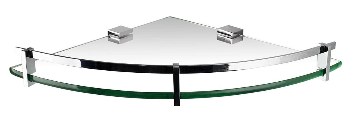 Corner Glass Shelf with Chrome Rail Component Shelves - Corner Glass Shelf with Chrome Rail - Mount-It! - MI-824A