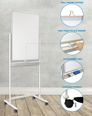 Dry Erase Boards - Double-Sided Mobile Whiteboard - Mount-It! - MI-10701 Dry Erase Boards - Double-Sided Mobile Whiteboard - Mount-It! - MI-10701