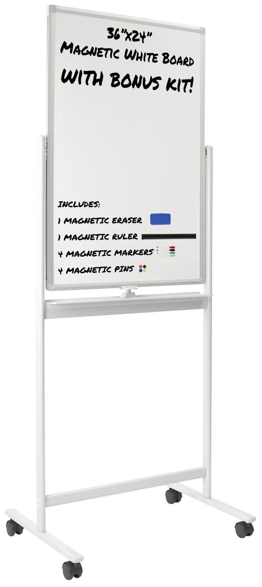 Double-Sided Mobile Whiteboard Dry Erase Boards - Double-Sided Mobile Whiteboard - Mount-It! - MI-10701