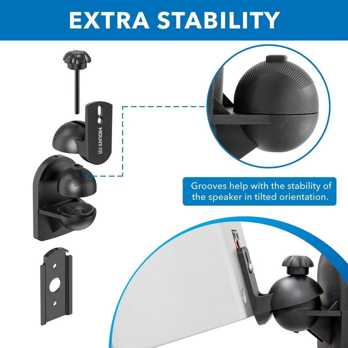 Dual Low Profile Universal Speaker Wall Mounts Speaker Mount - Dual Low Profile Universal Speaker Wall Mounts - Mount-It! - MI-SB28