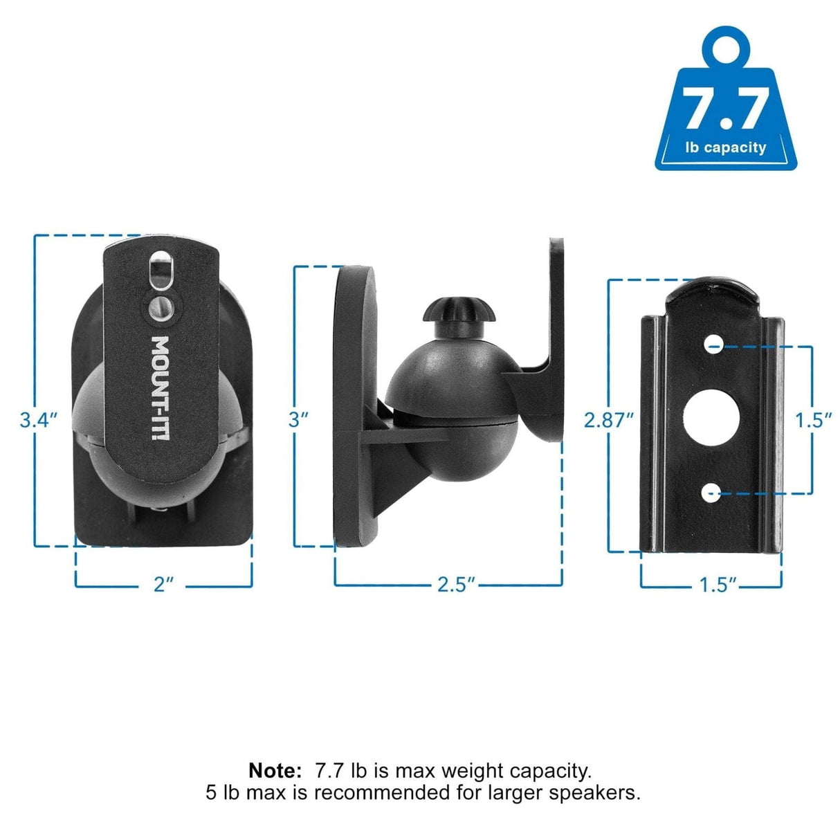 Dual Low Profile Universal Speaker Wall Mounts Speaker Mount - Dual Low Profile Universal Speaker Wall Mounts - Mount-It! - MI-SB28
