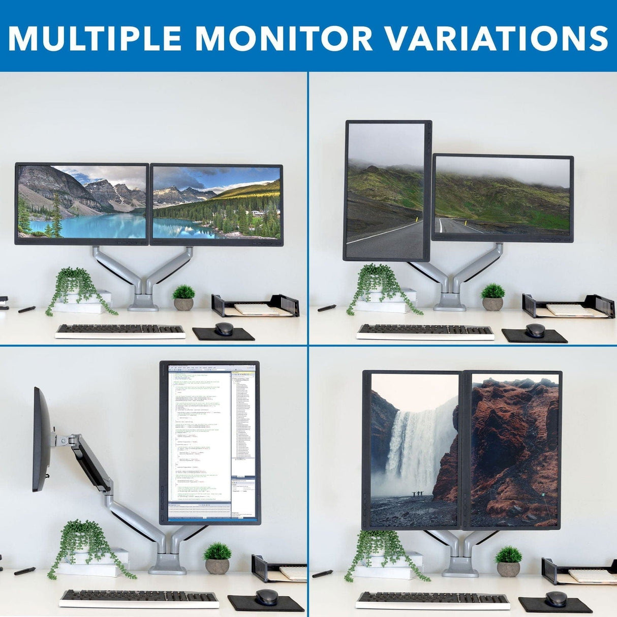Dual Monitor Desk Mount With Gas Spring Arms Monitor Mount - Dual Monitor Desk Mount With Gas Spring Arms - Mount-It! -