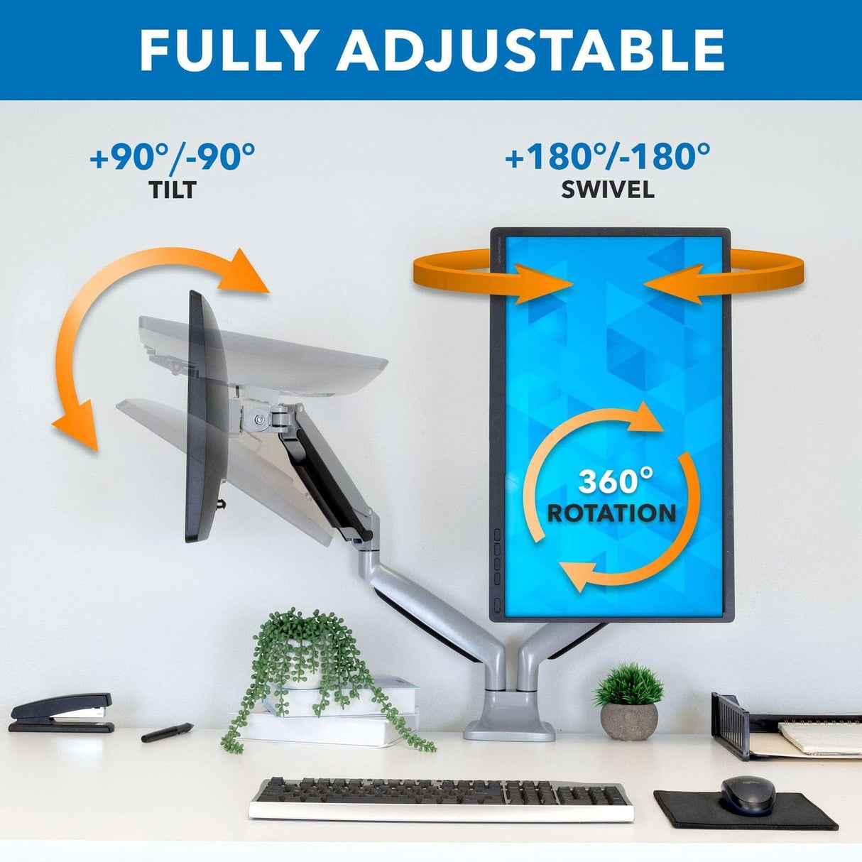 Dual Monitor Desk Mount With Gas Spring Arms Monitor Mount - Dual Monitor Desk Mount With Gas Spring Arms - Mount-It! -