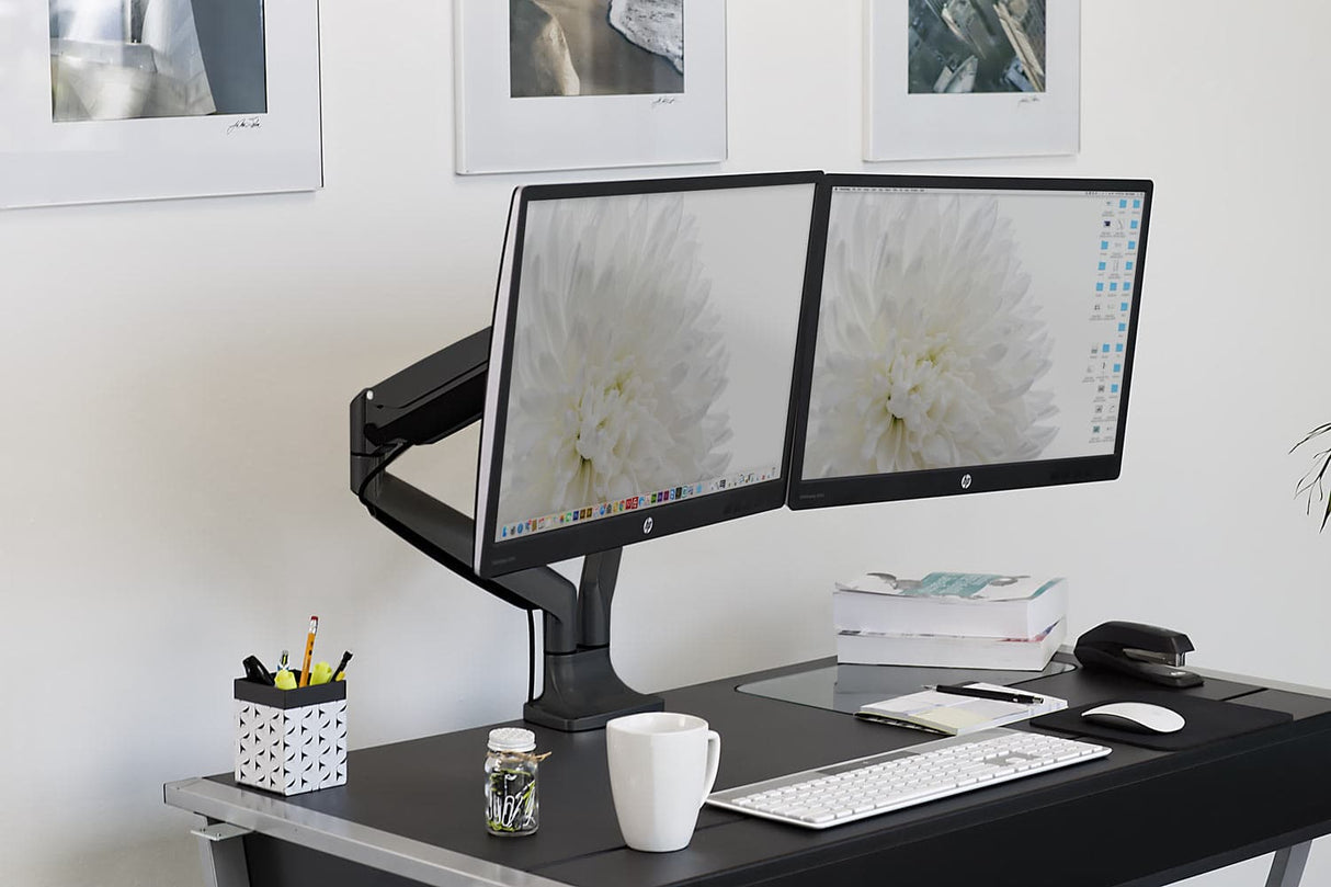 Dual Monitor Desk Mount With Gas Spring Arms Monitor Mount - Dual Monitor Desk Mount With Gas Spring Arms - Mount-It! -