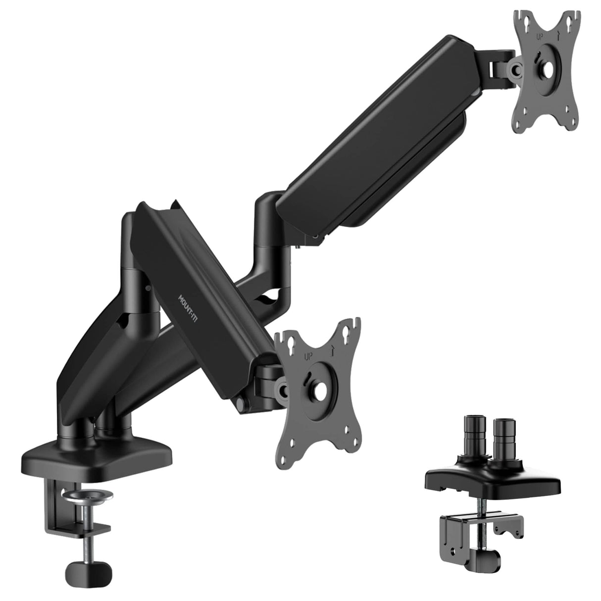 Dual Monitor Desk Mount with Gas Spring Arms Monitor Mount - Dual Monitor Desk Mount with Gas Spring Arms - Mount-It! - MI-1882BLK