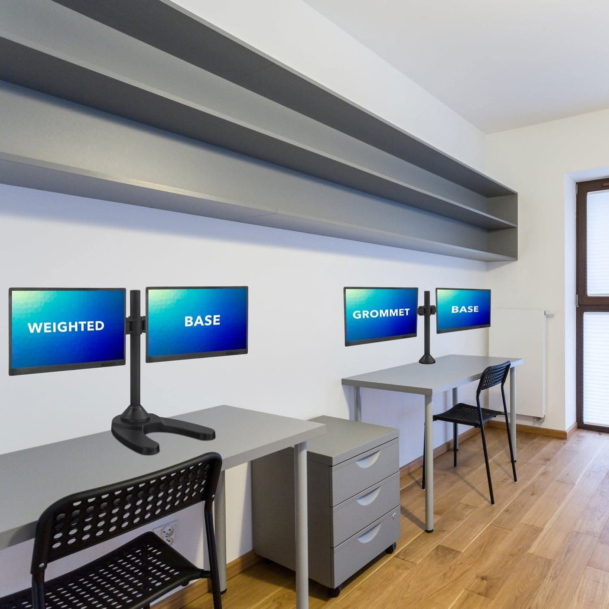 Dual Monitor Desk Stand w/ Articulating Arms Monitor Stands - Dual Monitor Desk Stand w/ Articulating Arms - Mount-It! - MI-781