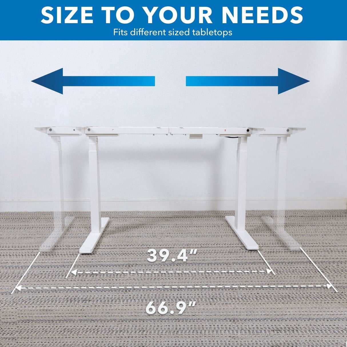 Dual-Motor, 3-Stage Electric Standing Desk Frame Desk Frame - Dual-Motor, 3-Stage Electric Standing Desk Frame - Mount-It! -