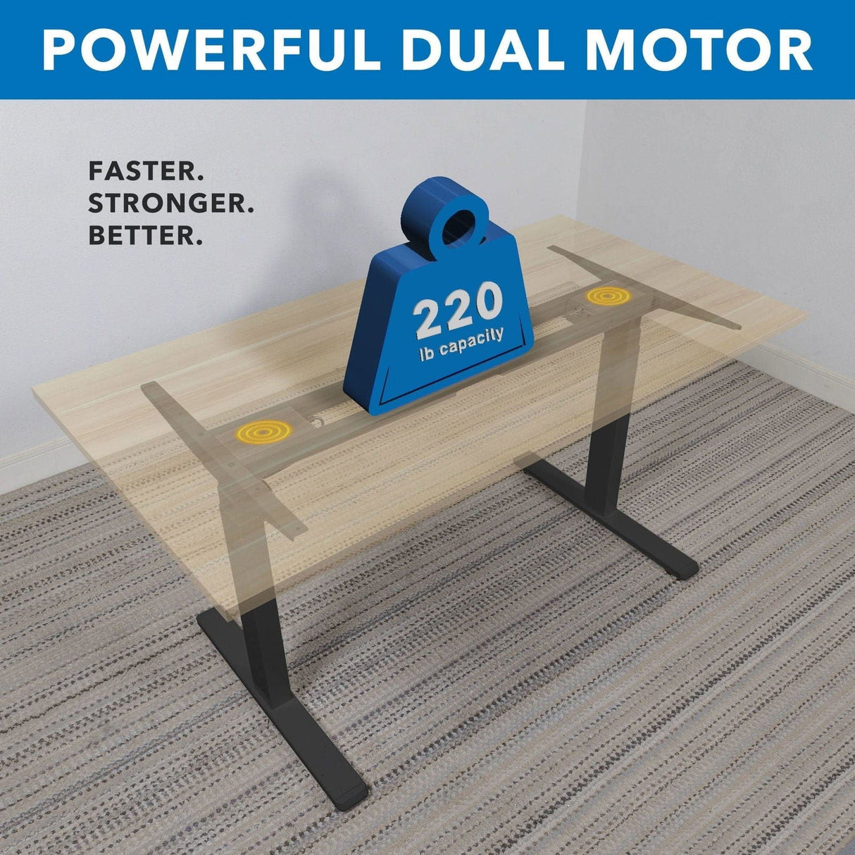 Dual-Motor, 3-Stage Electric Standing Desk Frame Desk Frame - Dual-Motor, 3-Stage Electric Standing Desk Frame - Mount-It! -