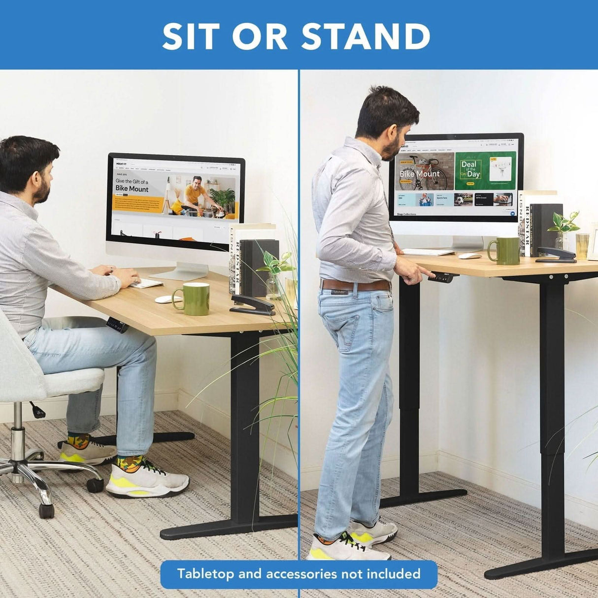 Dual Motor Electric Standing Desk Base Standing Desk - Dual Motor Electric Standing Desk Base - Mount-It! -