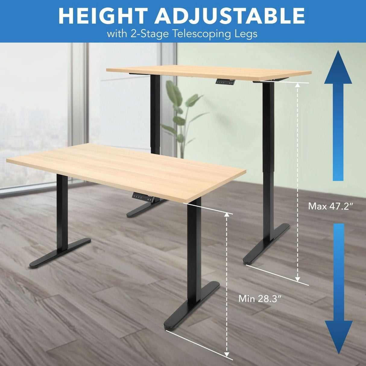 Dual Motor Electric Standing Desk Base Standing Desk - Dual Motor Electric Standing Desk Base - Mount-It! -