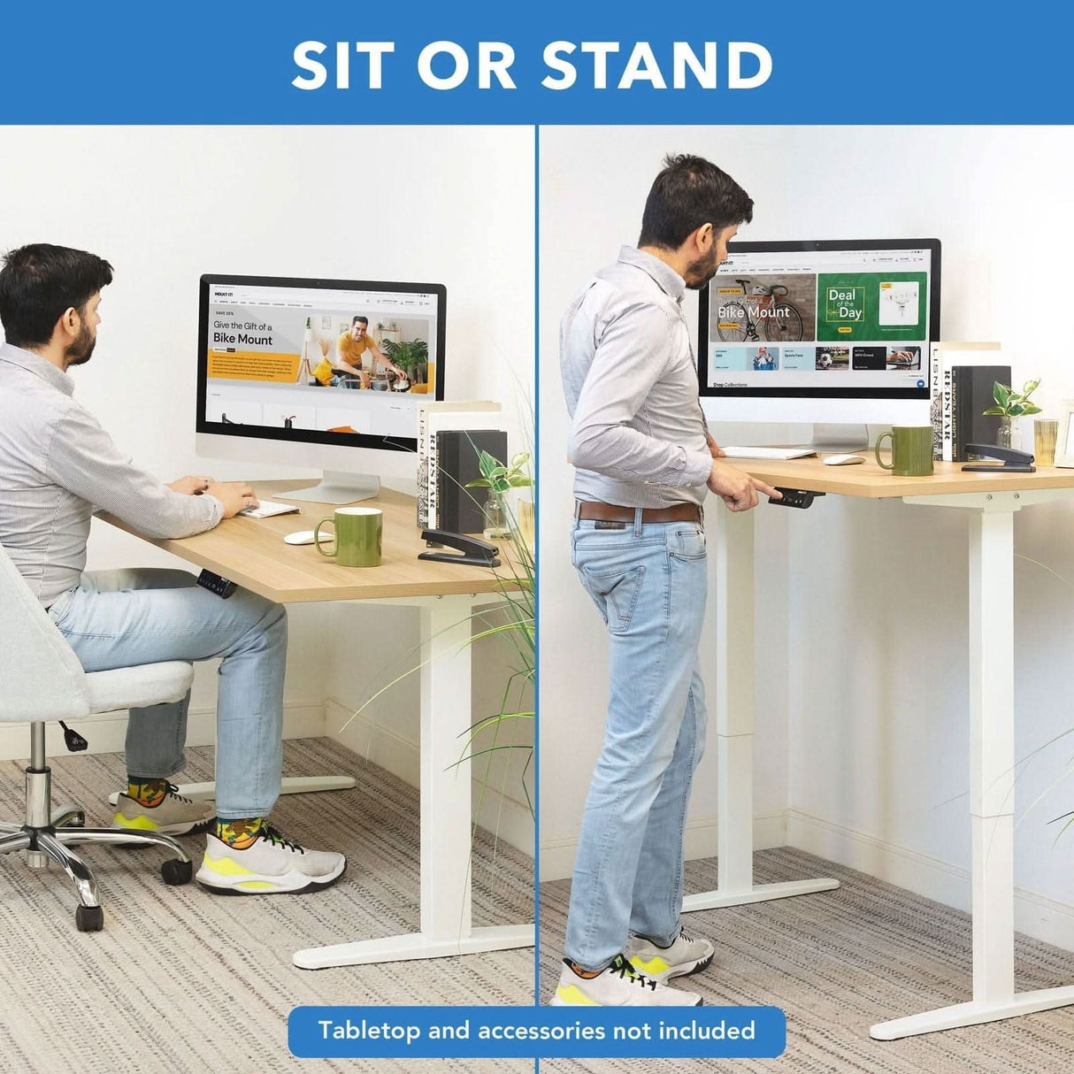 Dual Motor Electric Standing Desk Base Standing Desk - Dual Motor Electric Standing Desk Base - Mount-It! -