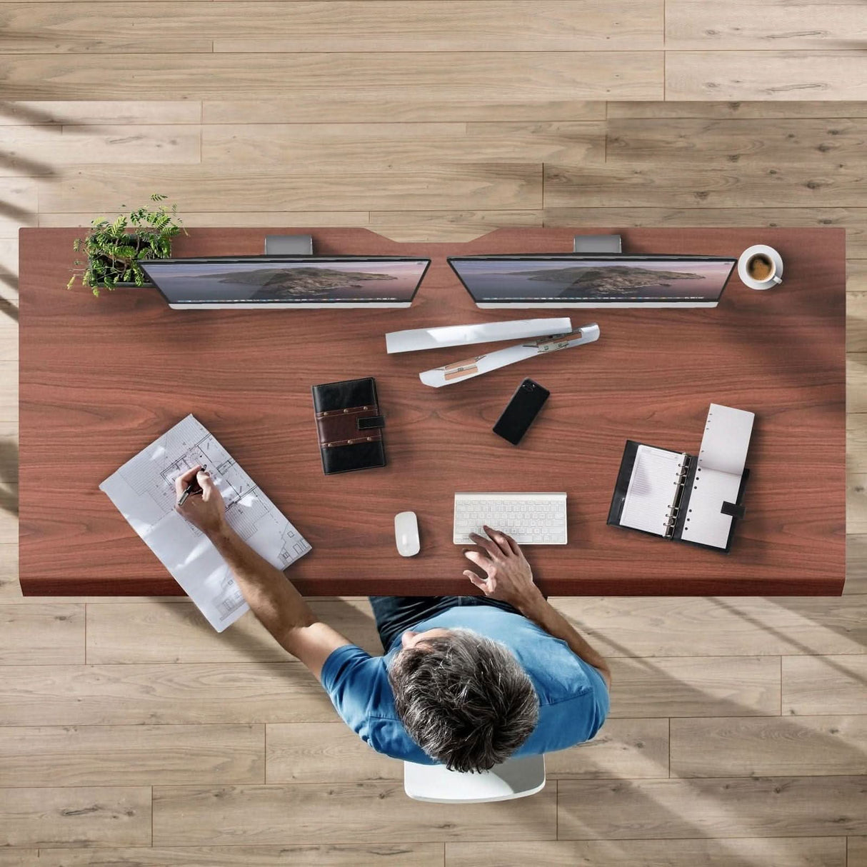 Dual Motor Electric Standing Desk with 72" Tabletop - Black Base Standing Desk - Dual Motor Electric Standing Desk with 72" Tabletop - Black Base - Mount-It! -