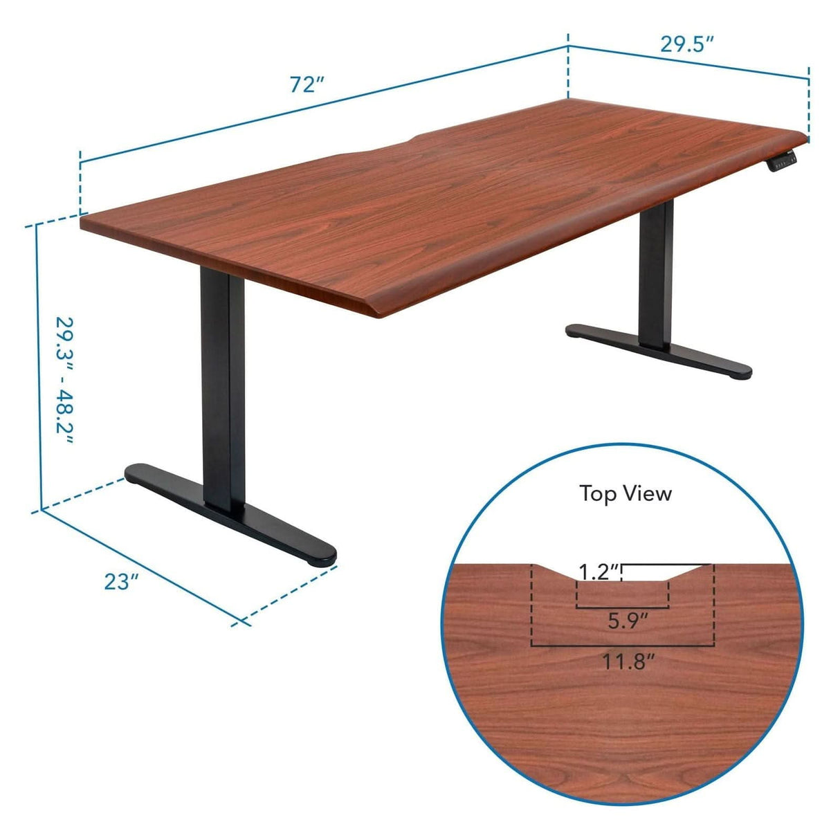 Dual Motor Electric Standing Desk with 72" Tabletop - Black Base Standing Desk - Dual Motor Electric Standing Desk with 72" Tabletop - Black Base - Mount-It! -