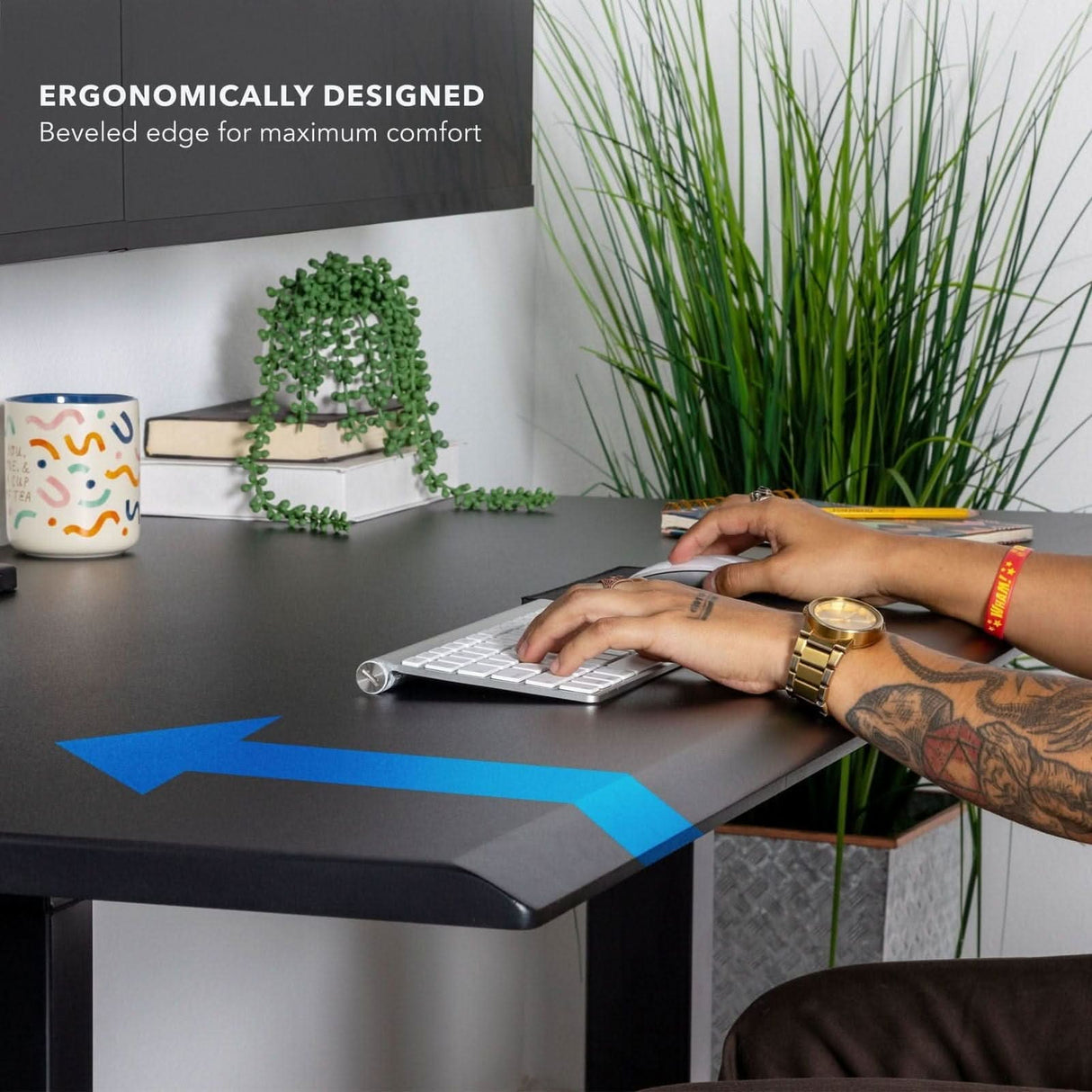 Dual Motor Electric Standing Desk with 72" Tabletop - Black Base Standing Desk - Dual Motor Electric Standing Desk with 72" Tabletop - Black Base - Mount-It! -