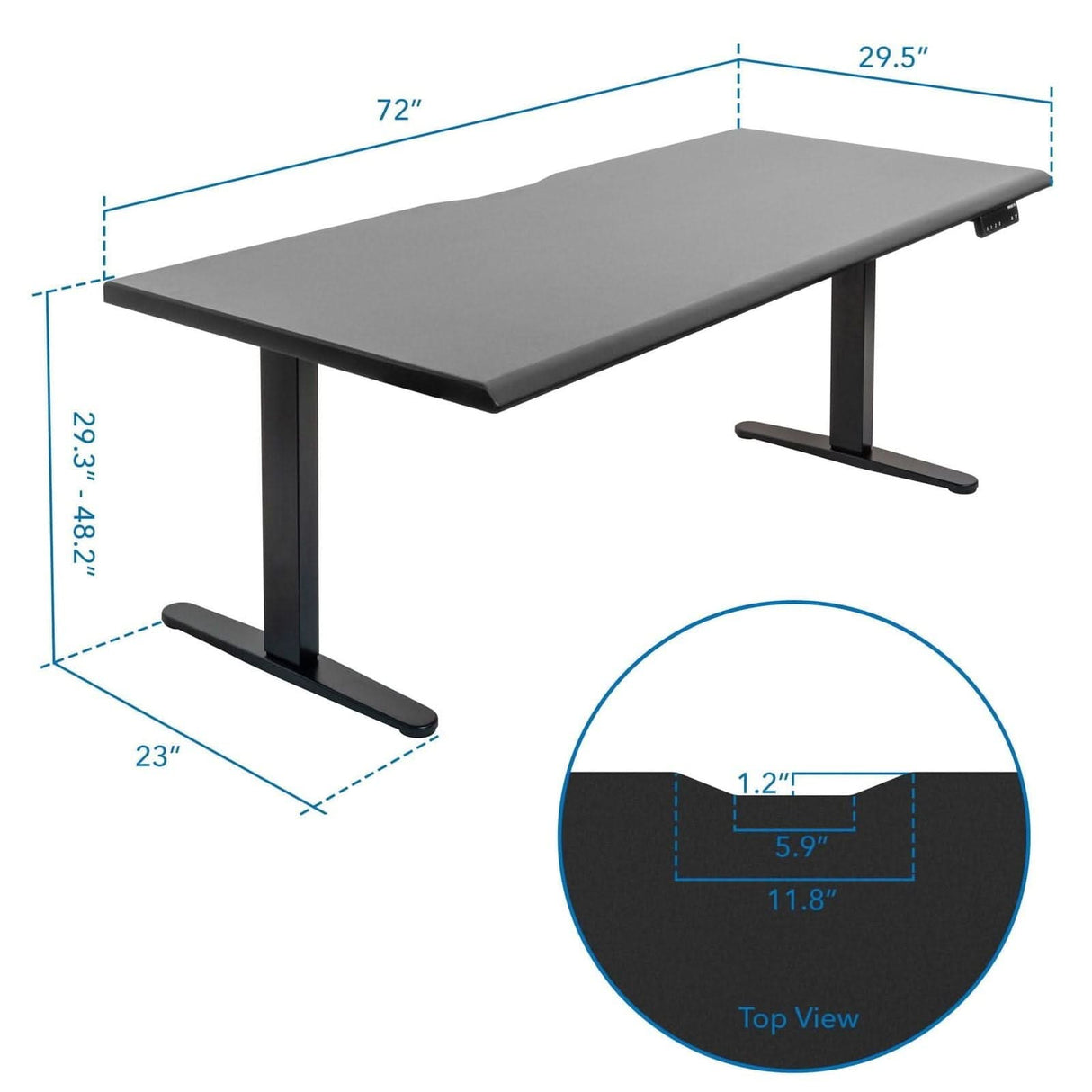 Dual Motor Electric Standing Desk with 72" Tabletop - Black Base Standing Desk - Dual Motor Electric Standing Desk with 72" Tabletop - Black Base - Mount-It! -