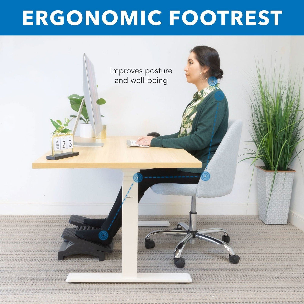 Dual Pedal Ergonomic Footrest Footrests - Dual Pedal Ergonomic Footrest - Mount-It! - MI-7811