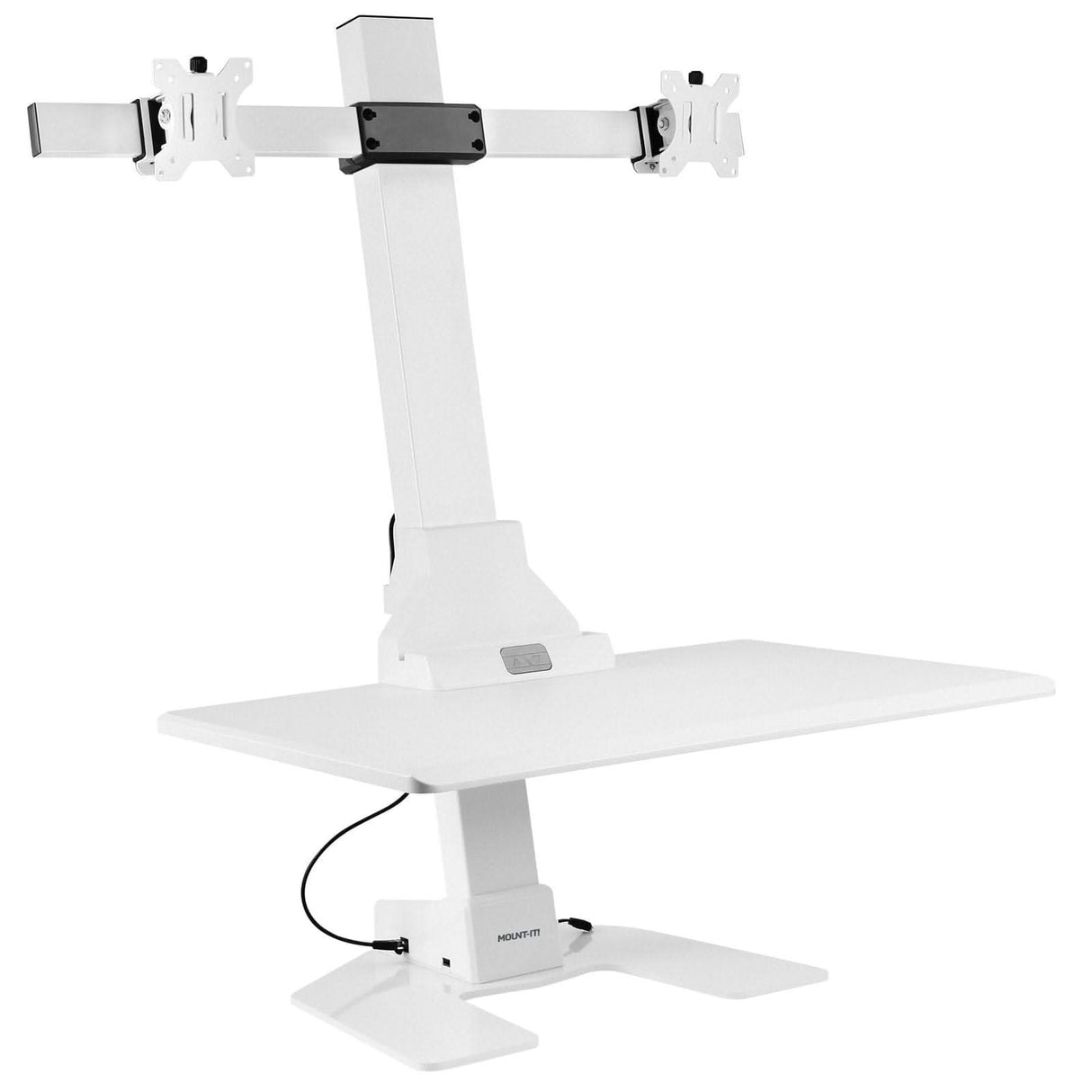 Electric Sit-Stand Desk Converter for 2 Monitors Desk Converters - Electric Sit-Stand Desk Converter for 2 Monitors - Mount-It! -