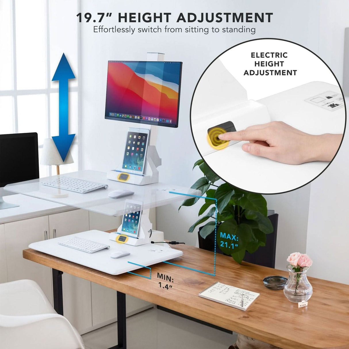 Electric Standing Desk Converter for 1 Monitor Desk Converters - Electric Standing Desk Converter for 1 Monitor - Mount-It! -