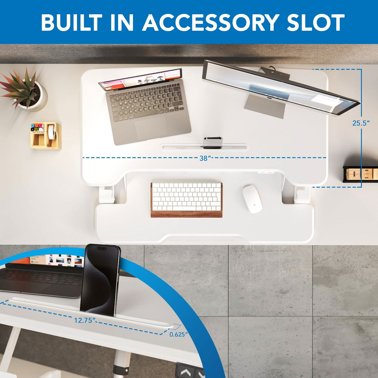 Electric Standing Desk Converter with 38" Desktop Desk Converters - Electric Standing Desk Converter with 38" Desktop - Mount-It! -