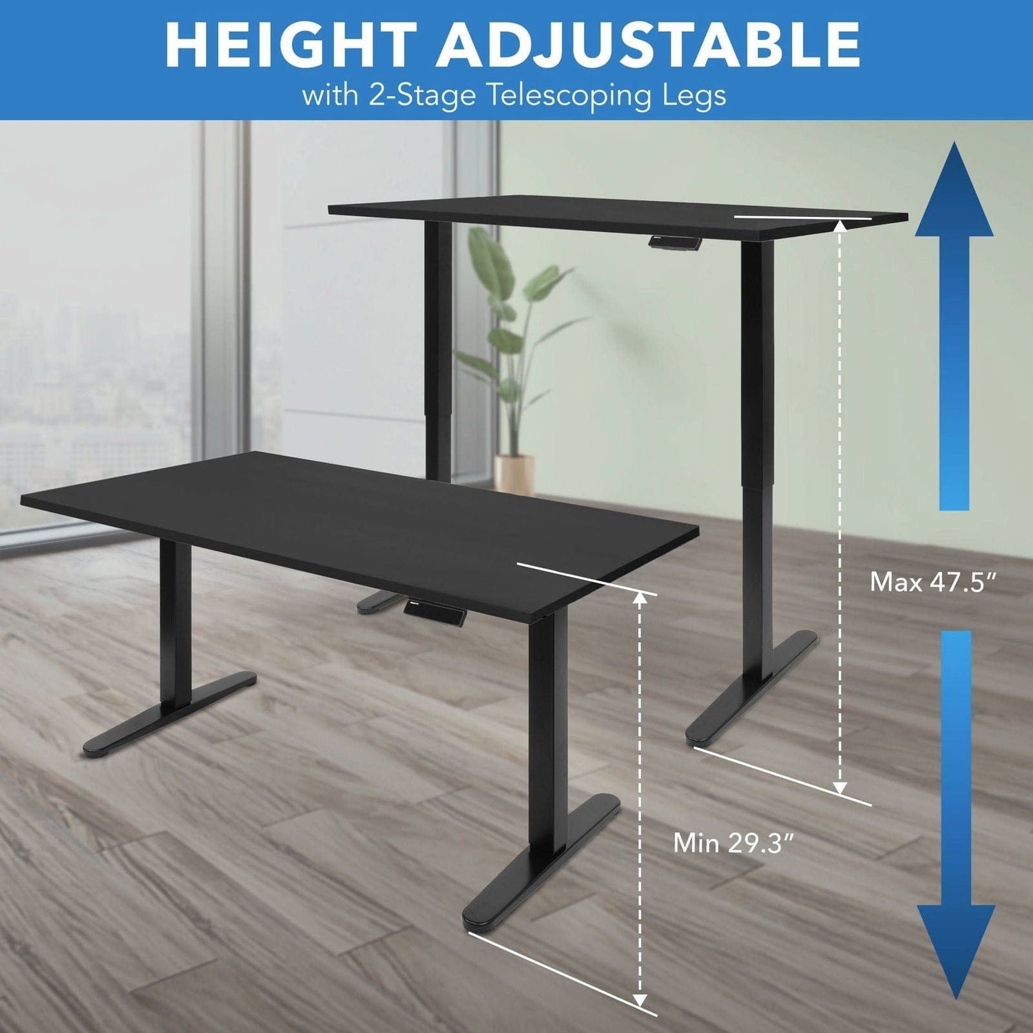 Standing Desk - Electric Standing Desk with 55" Tabletop - Black Base - Mount-It! -