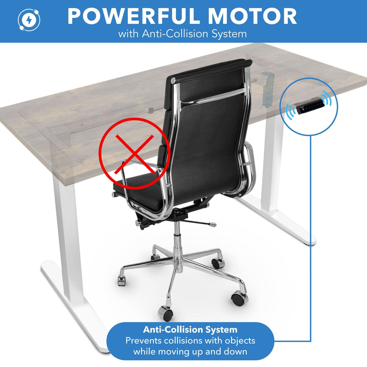Electric Standing Desk with 55" Tabletop - White Base Standing Desk - Electric Standing Desk with 55" Tabletop - White Base - Mount-It! -